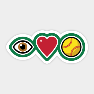 I Love Softball Sticker